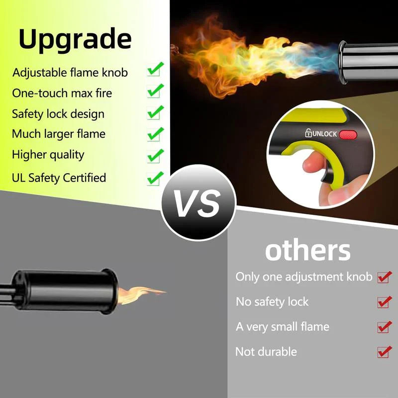 SEESE Powerful Propane Torch(Propane Tank Not Included),With One-Touch Max Fire Button and Safety Lock, Adjustable Blow Torch