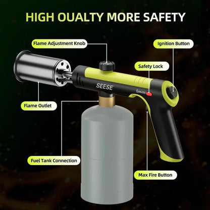 SEESE Powerful Propane Torch(Propane Tank Not Included),With One-Touch Max Fire Button and Safety Lock, Adjustable Blow Torch