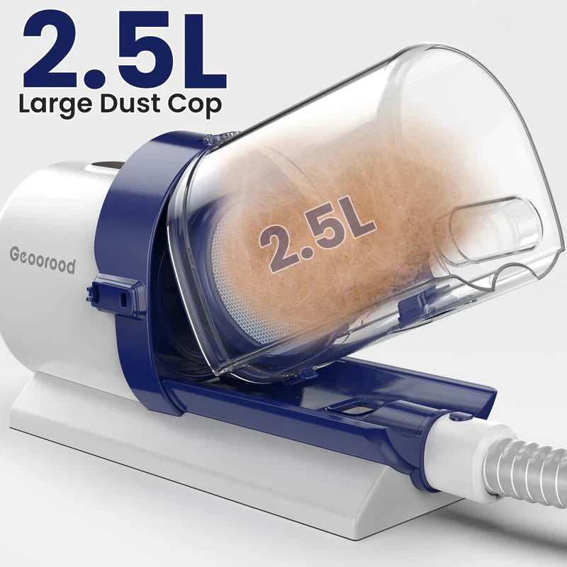 Dog Grooming All-in-One Kit with Vacuum Brush 2.5L Large Pog, Stainless Steel Blades Lightweight Design 13KPa Suction Force Portable Cleaning Set