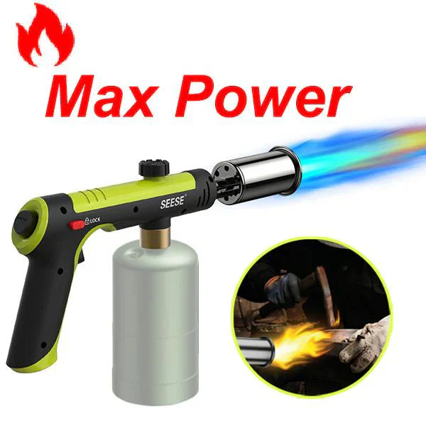 SEESE Powerful Propane Torch(Propane Tank Not Included),With One-Touch Max Fire Button and Safety Lock, Adjustable Blow Torch