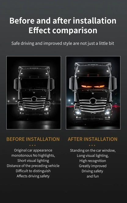 Truck & Car Devil Eye LED Pixel Panel Light – Remote-Control Soft Foldable Scrolling Display 12V/24V