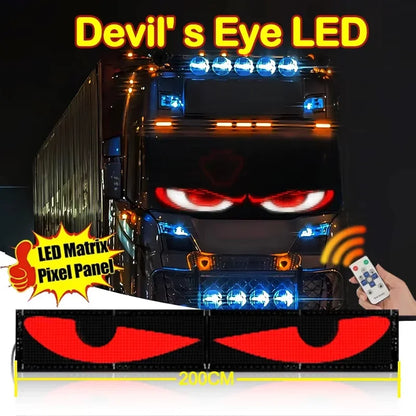 Truck & Car Devil Eye LED Pixel Panel Light – Remote-Control Soft Foldable Scrolling Display 12V/24V