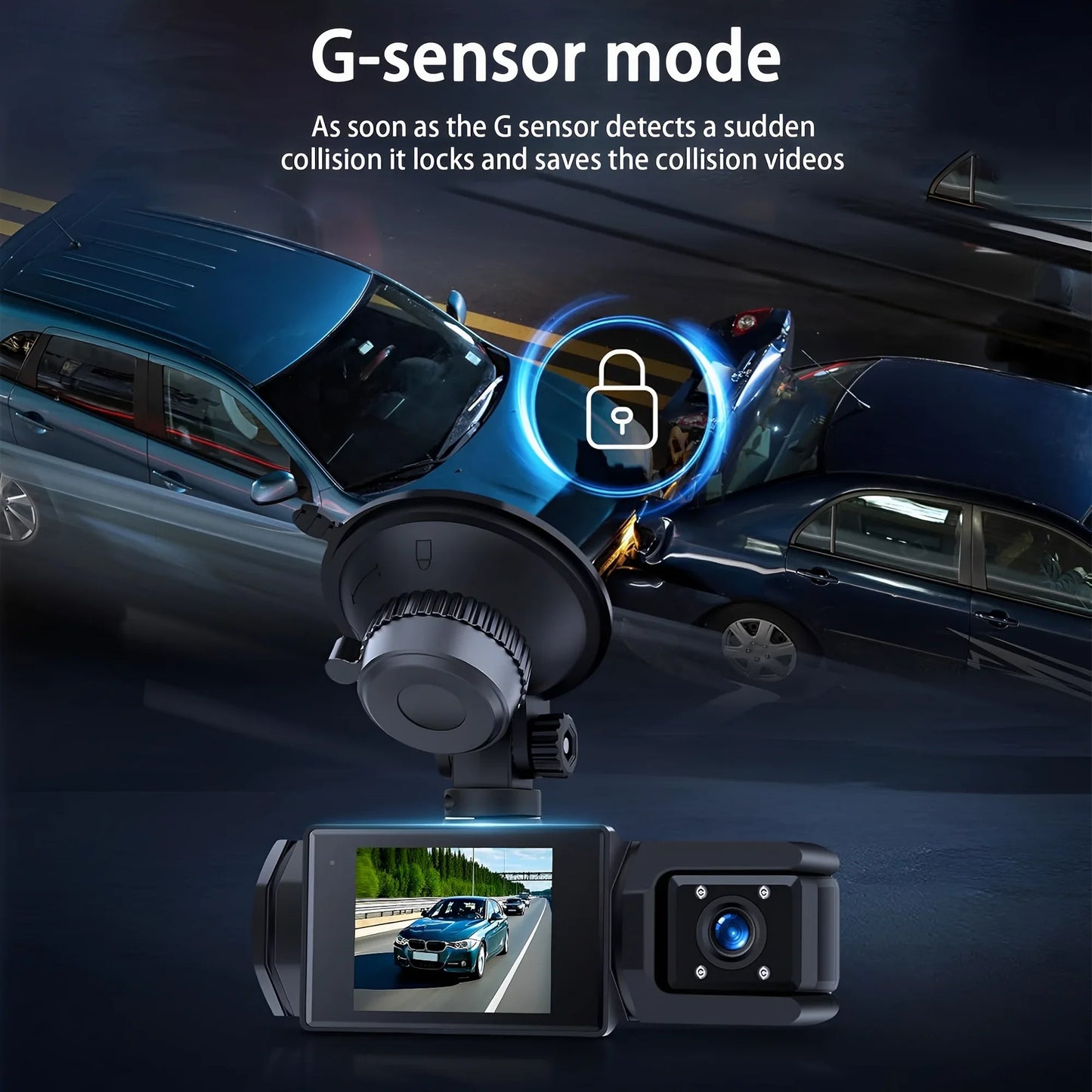 TIKBBRMG Dash Cam Front and Rear,Triple Camera,1080P Full HD Dashcam for Cars Backup Camera,Included 64GB Card,Built-in Wi-Fi GPS,2” IPS Screen, Night Vision, 140°Wide Angle,WDR, 24H Parking Mode